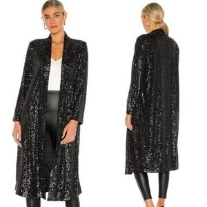 BB Dakota Shimmering Black Sequin Long Cardigan / Jacket